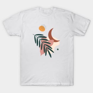 Palm Leaf & Moon - Modern Abstract Art T-Shirt